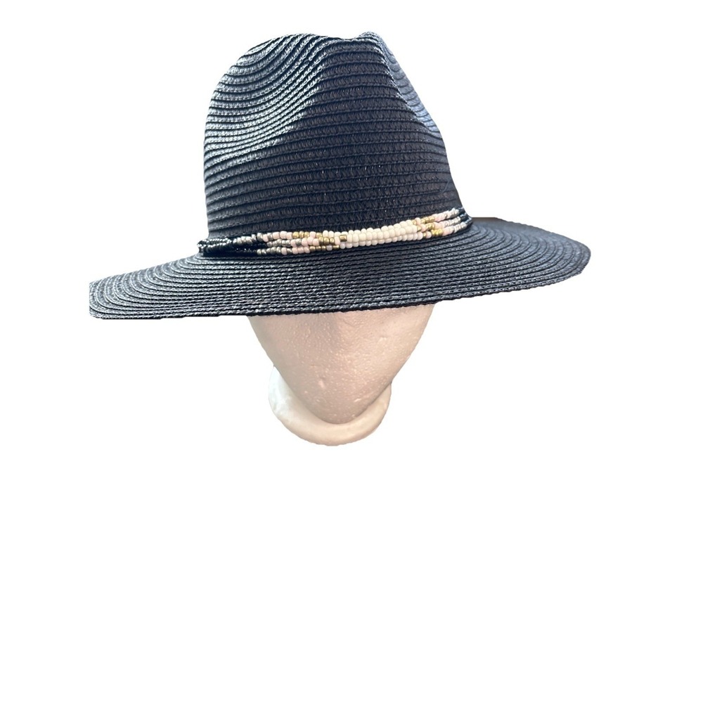 Bindya New York Ladies Decorated Black Woven Cowgirl Style Hat Fall